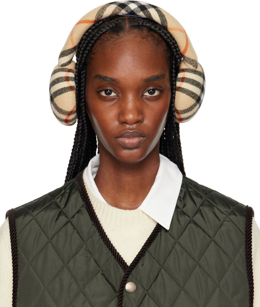 Šala Burberry Burberry Check Wool Earmuffs Bež | 8105109