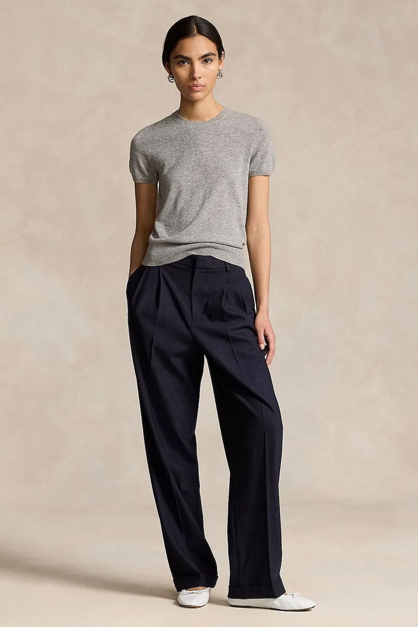 Hlače Polo by Ralph Lauren Polo Ralph Lauren High-Waist Wide-Leg Pants Siva | 211891071