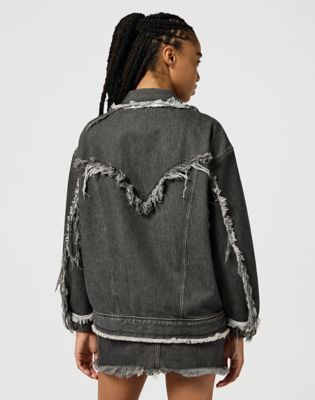 Jakna Wrangler Wrangler Icon Era Fray Denim Jacket XS Črna | 112356496:XS