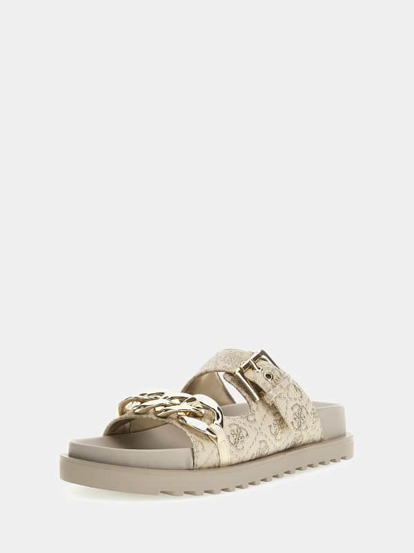 Oblačila GUESS Fadey 4G Logo Sandals Kovinski | FLJFATFAL03