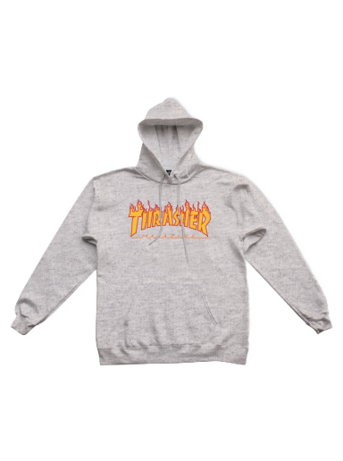 Pulover Thrasher Flame Hoodie Siva | 113102GRY