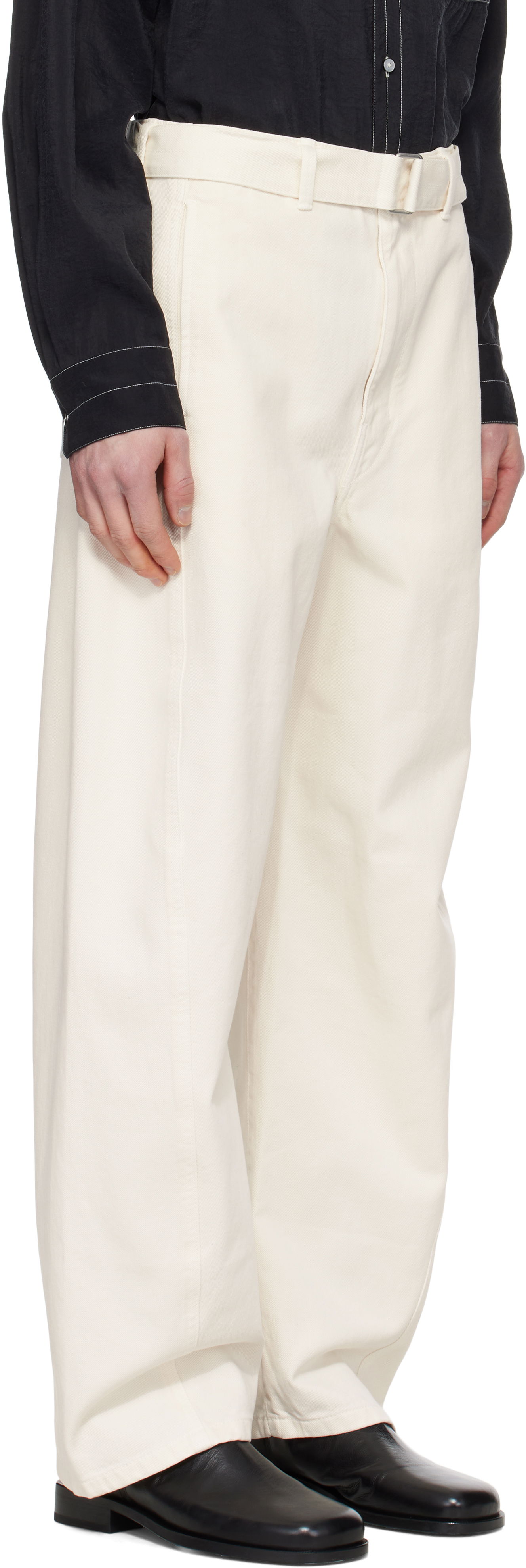 Hlače LEMAIRE Lemaire Twisted Belted Trousers Bela | PA326 LD1034, 1