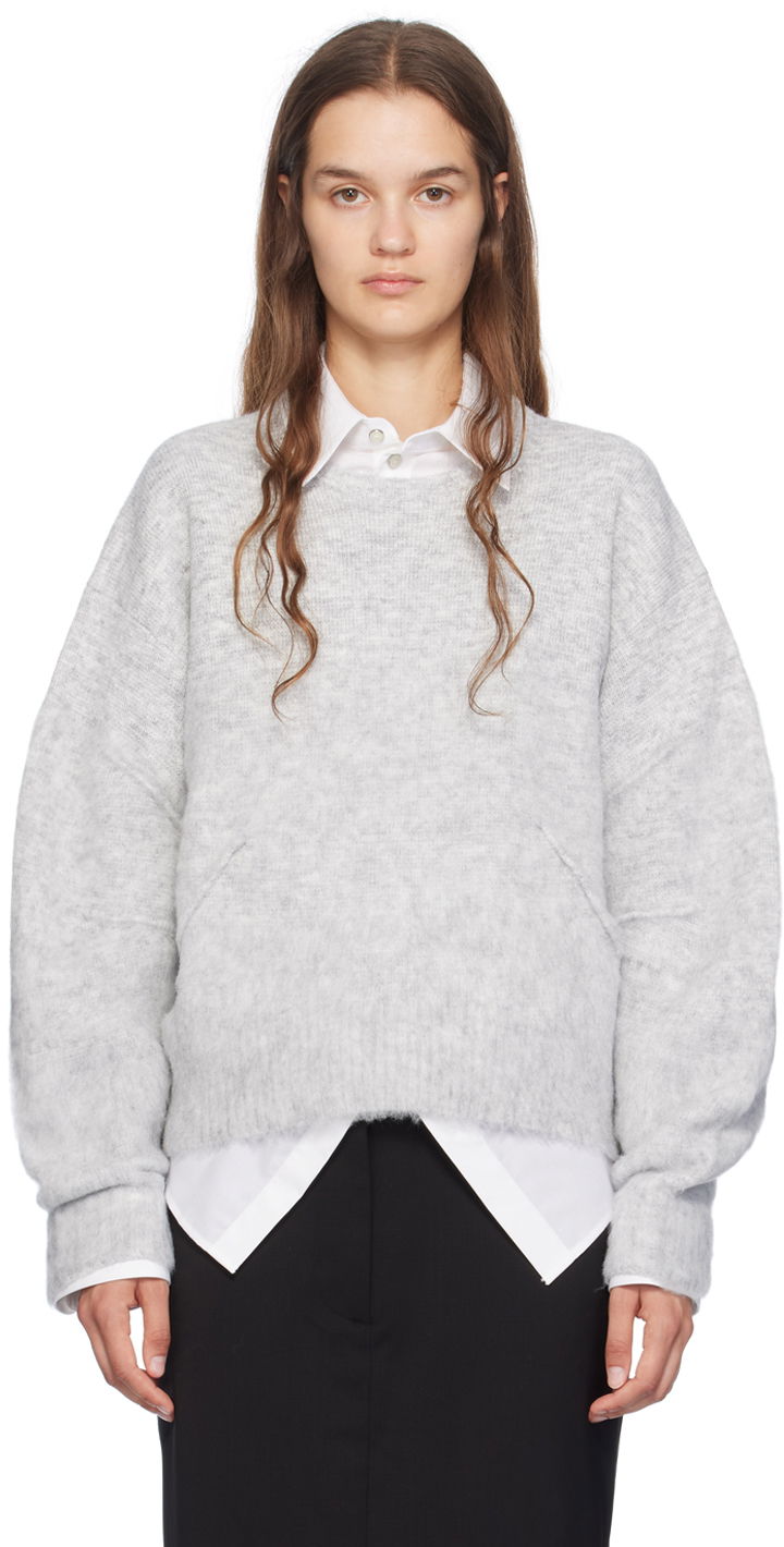 Pleteni pulover Helmut Lang Brushed Apex Designer Sweater Siva | O06HW706