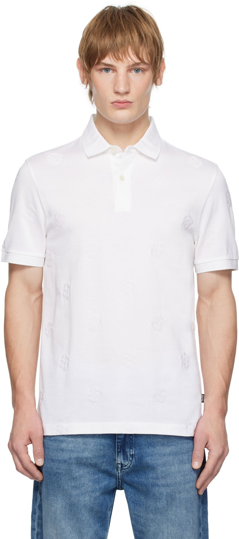 Polo majica BOSS Slim Fit Polo With Embroidered Monogram Bela | 50532765