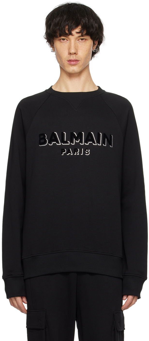 Pulover Balmain Metallic Flocked Sweatshirt Črna | CH1JQ005BB99