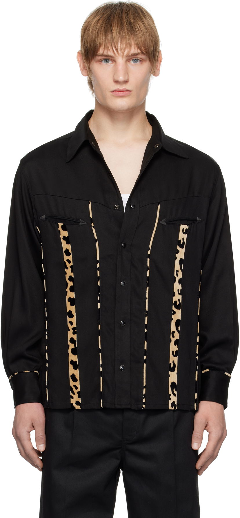 Srajce WACKO MARIA Black Leopard Print Western Shirt Črna | 24FW-WMS-WS03