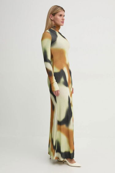 Obleke Nanushka Maxi Abstract Print Turtleneck Dress Bež | NW24FWDR32976, 1