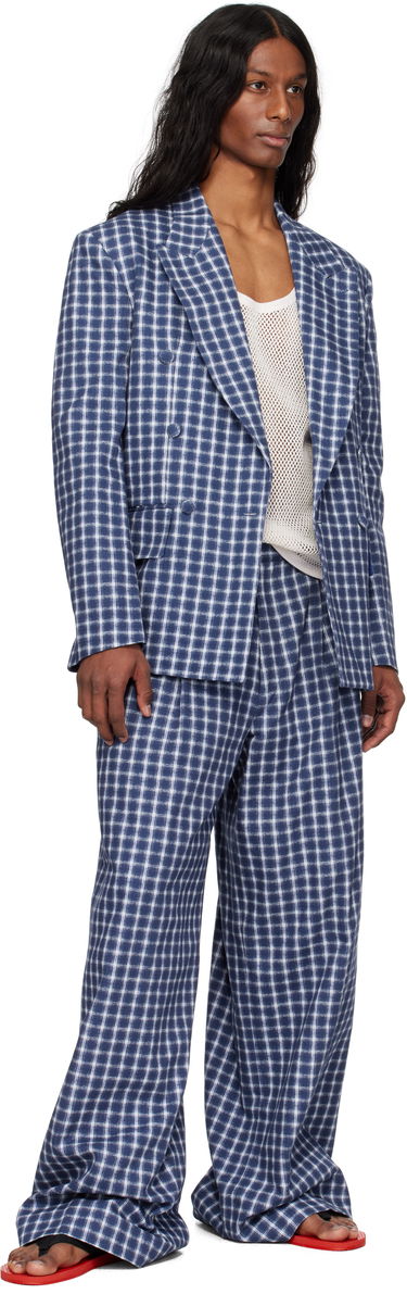 Hlače ERL ERL Check Pleated Tailored Trousers Modra | ERL10P038, 3