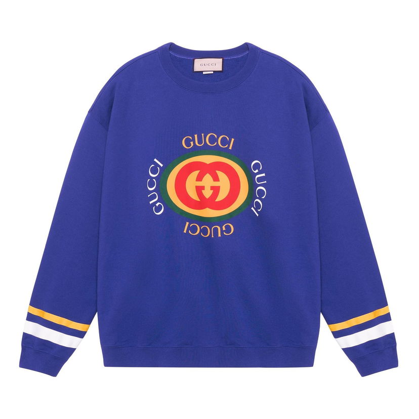 Pleteni pulover Gucci Gucci Jersey Sweatshirt Modra | 747809-XJFL8-4120