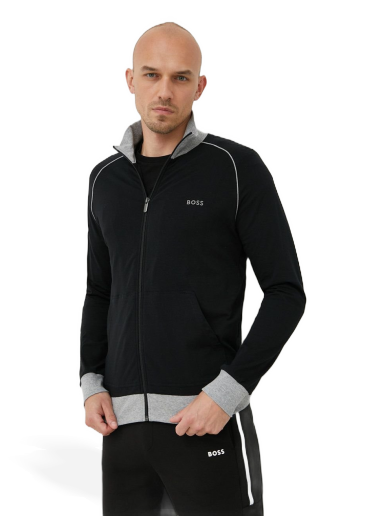 Pulover BOSS Strech Cotton Jacket Zip-Up Črna | 50469548