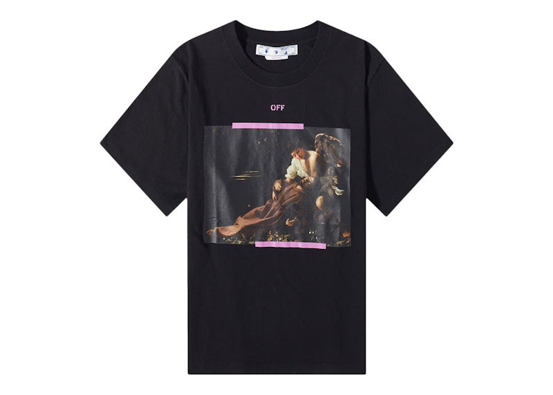 Majica Off-White Arrow Caravaggio St Fran Slim Tee Black/Multi Črna | OMAA027S23JER0031034