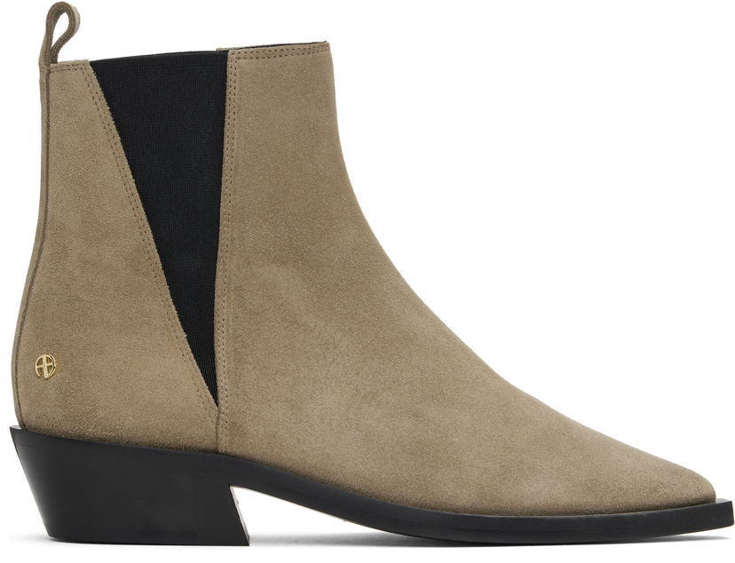 Oblačila Anine Bing Anine Bing Bekah Suede Flat Ankle Boots Bež | A-14-10197-TPU1