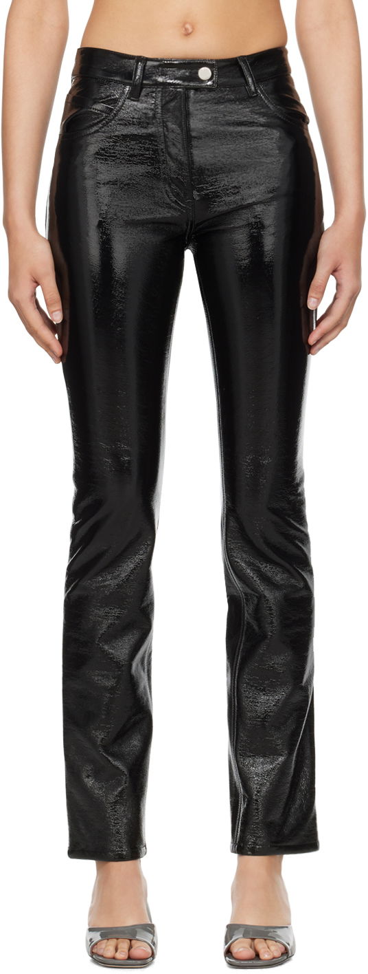 Kavbojke Courrèges Courrèges 5-Pocket Patent Leather Trousers Črna | PERCPA013VY0014