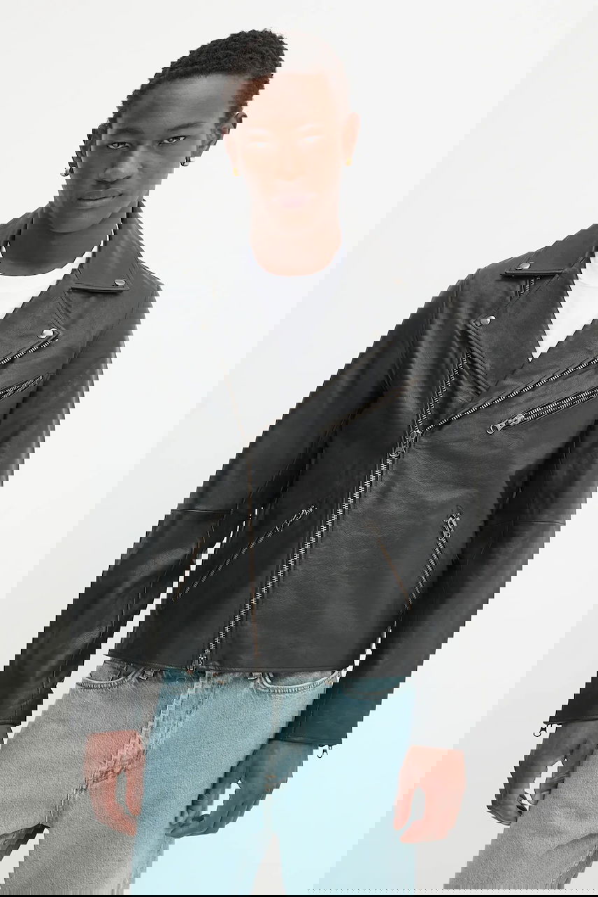 Jakna Samsoe Samsoe Samsoe Samsoe SACOBAIN Leather Moto Jacket Črna | M25200027, 0