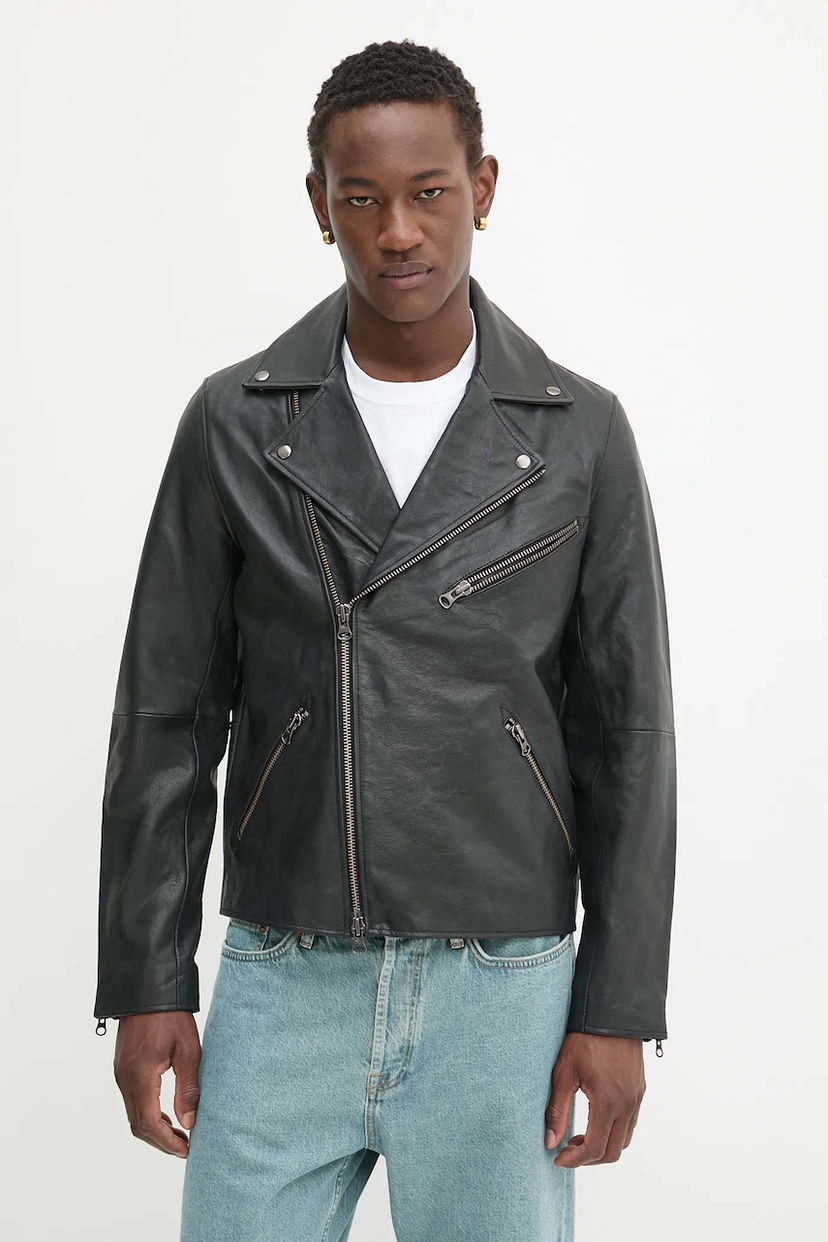 Jakna Samsoe Samsoe Samsoe Samsoe SACOBAIN Leather Moto Jacket Črna | M25200027