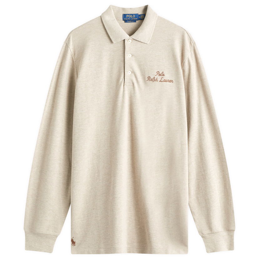 Polo majica Polo by Ralph Lauren Script Logo Long Sleeve Polo Bež | 710957364001
