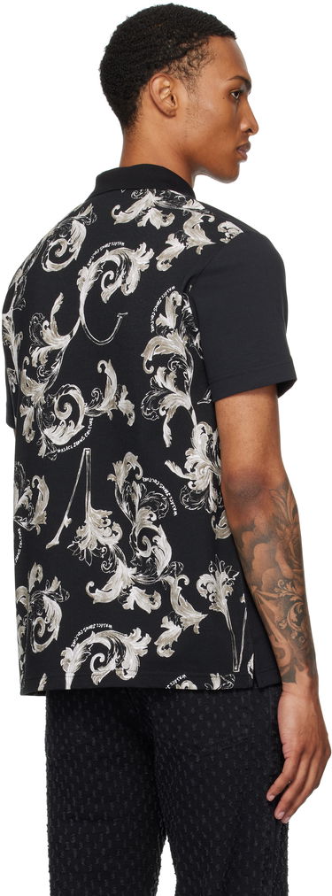 Polo majica Versace Versace Jeans Couture Outline Barocco Polo Črna | E78GAG627_EJ0003, 2