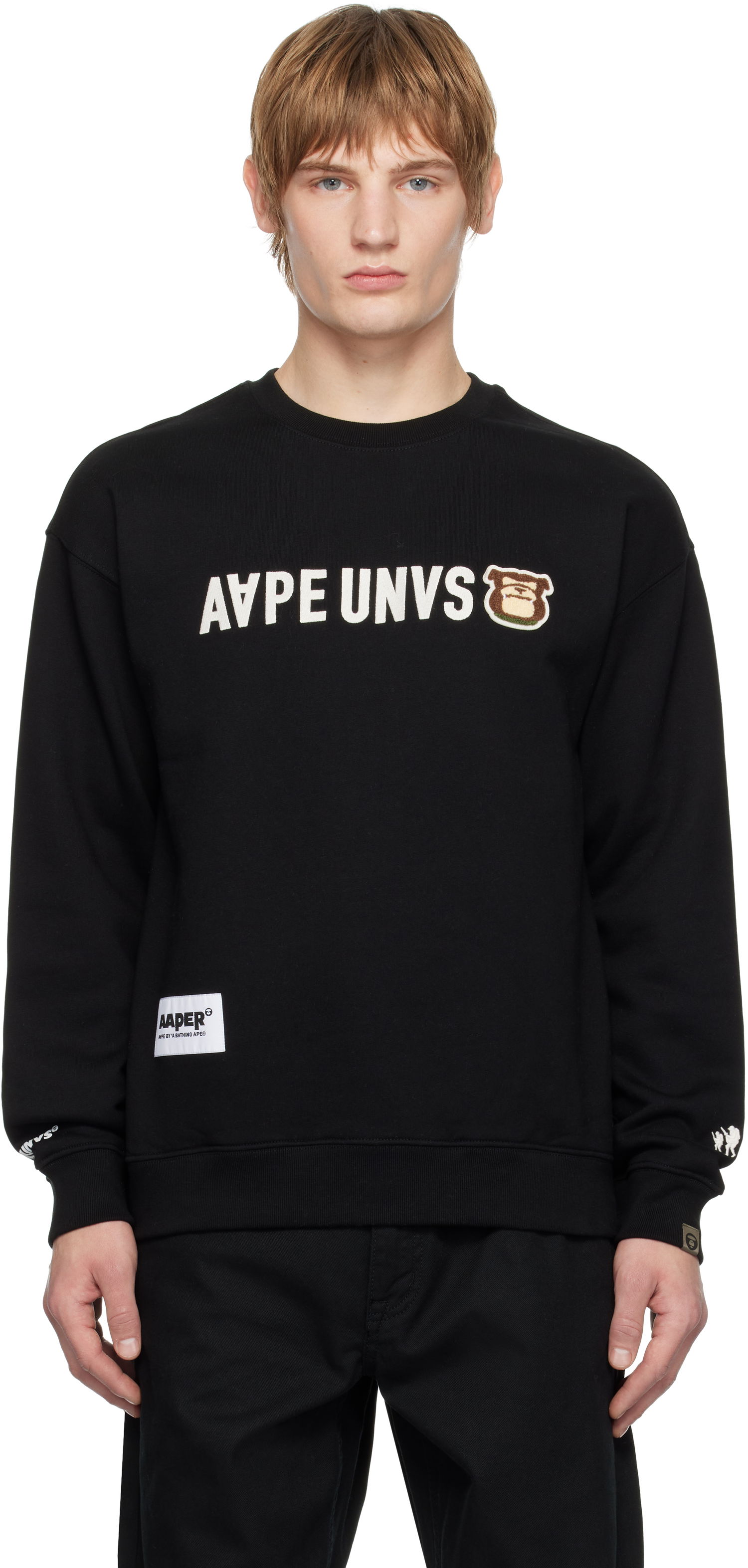 Pulover AAPE by A Bathing Ape AAPE by A Bathing Ape 'AAPER' Crewneck Sweatshirt Črna | AAPSWMB379XXNBKX, 0