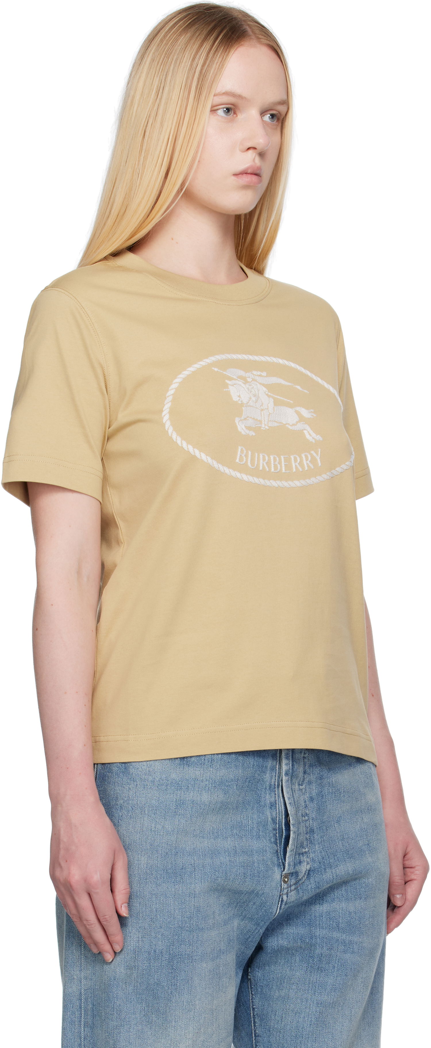 Majica Burberry Burberry Knight Stamp Cotton T-Shirt Bež | 8110926, 1