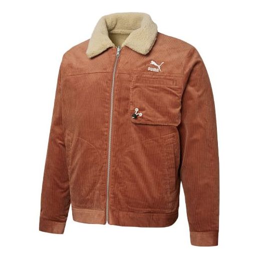Bomber jakna Puma Cord Embroidered Logo Reversible Corduroy Jacket Rjava | 534751-17