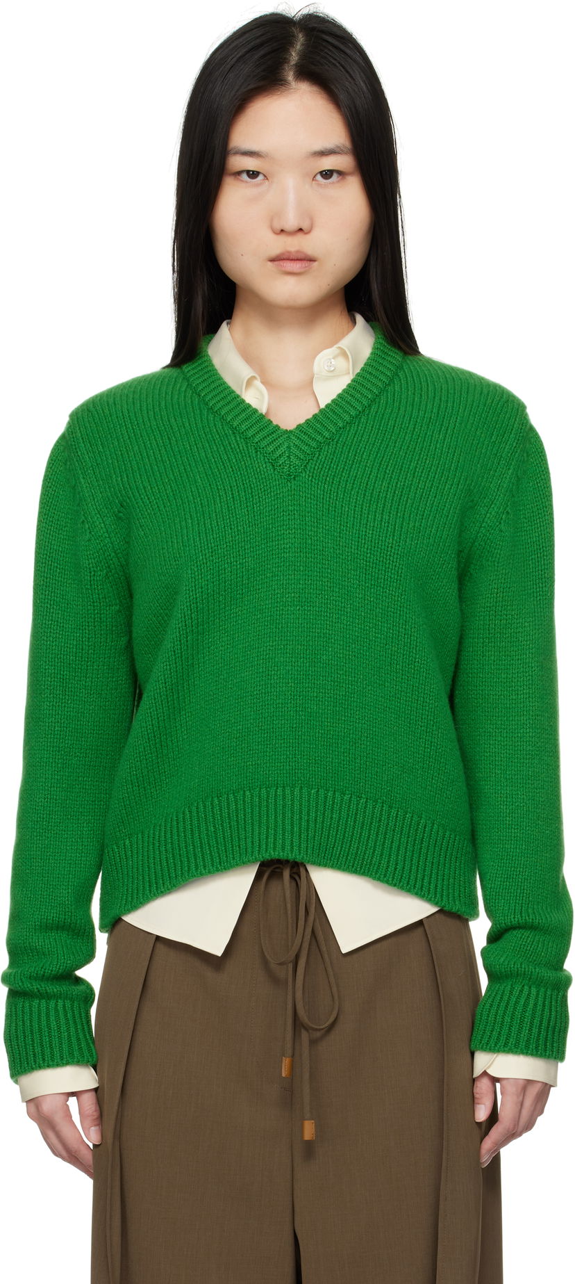 Pleteni pulover &Daughter &Daughter Glenn V-Neck Sweater Zelena | WL20224