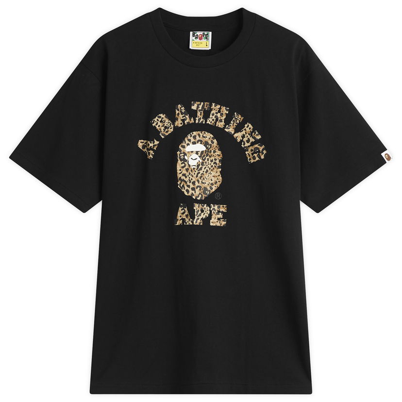 Majica BAPE Wild Leopard College T-Shirt Črna | 001TEL801039M-BBE
