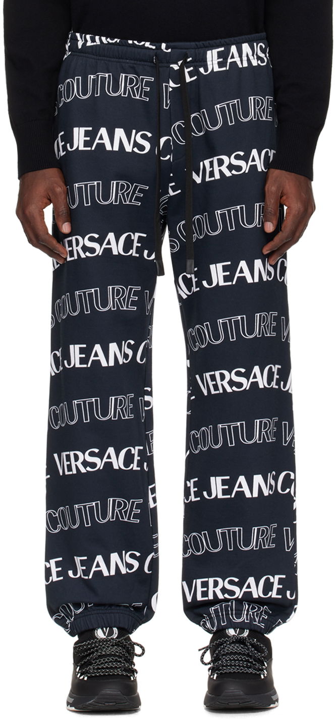 Trenirka Versace Couture Black & White All Over Sweatpants Črna | E76GAA315_EFS129