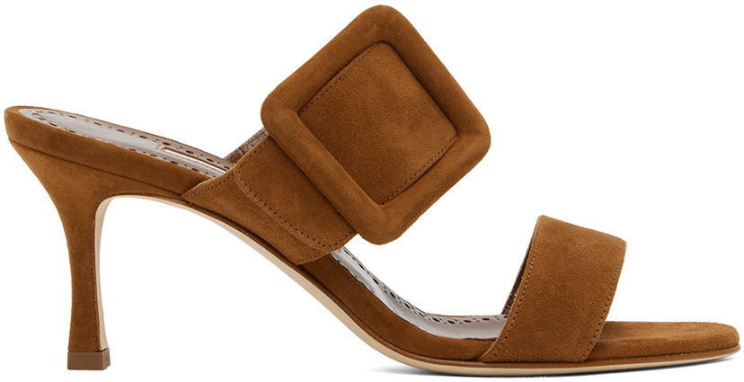 Modni dodatki Manolo Blahnik Manolo Blahnik Gable Suede Heeled Sandals Rjava | 419-0479