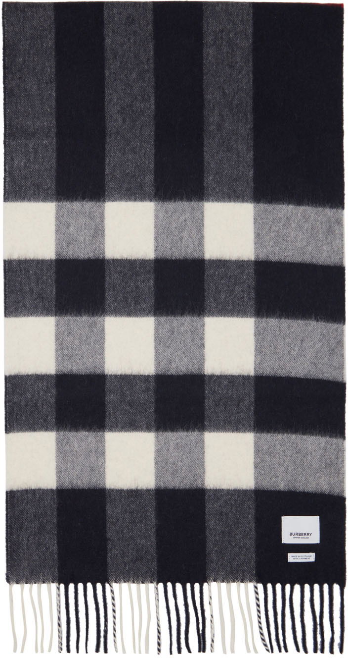 Šala Burberry Check Scarf Navy & White Mornarica | 8015553
