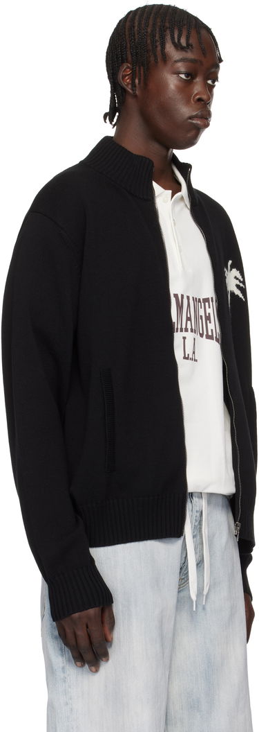 Pleteni pulover Palm Angels Knit Track Jacket With Embroidered Logo Črna | PMHA061S25KNI0011003, 1