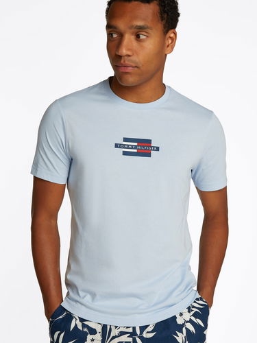 Majica Tommy Hilfiger Tommy Hilfiger Flag Box T-Shirt Modra | MW0MW38636C1O, 3