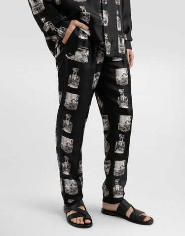 Pižame Dolce & Gabbana Silk Pajama Pants With Whiskey Print Črna | GVCRATHI1V0HN5IA, 3