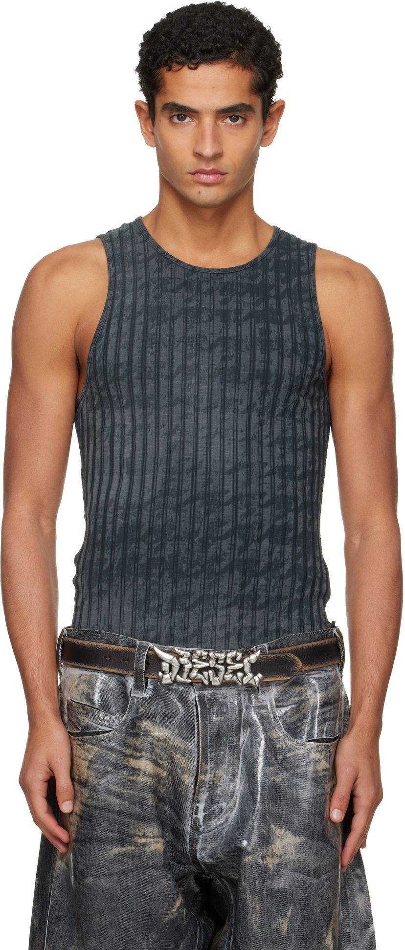 Majica brez rokavov Diesel Ribbed Distressed Tank Top Siva | A21587-0QKBU-02A