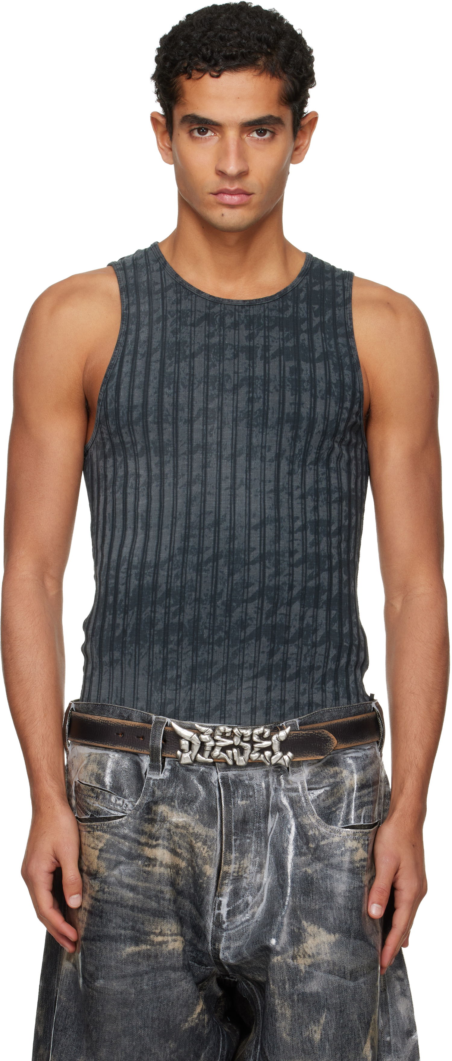 Majica brez rokavov Diesel Ribbed Distressed Tank Top Siva | A21587-0QKBU-02A, 0