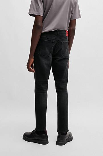 Kavbojke BOSS Tapered Fit Stretch Denim Jeans Črna | 50517492, 1