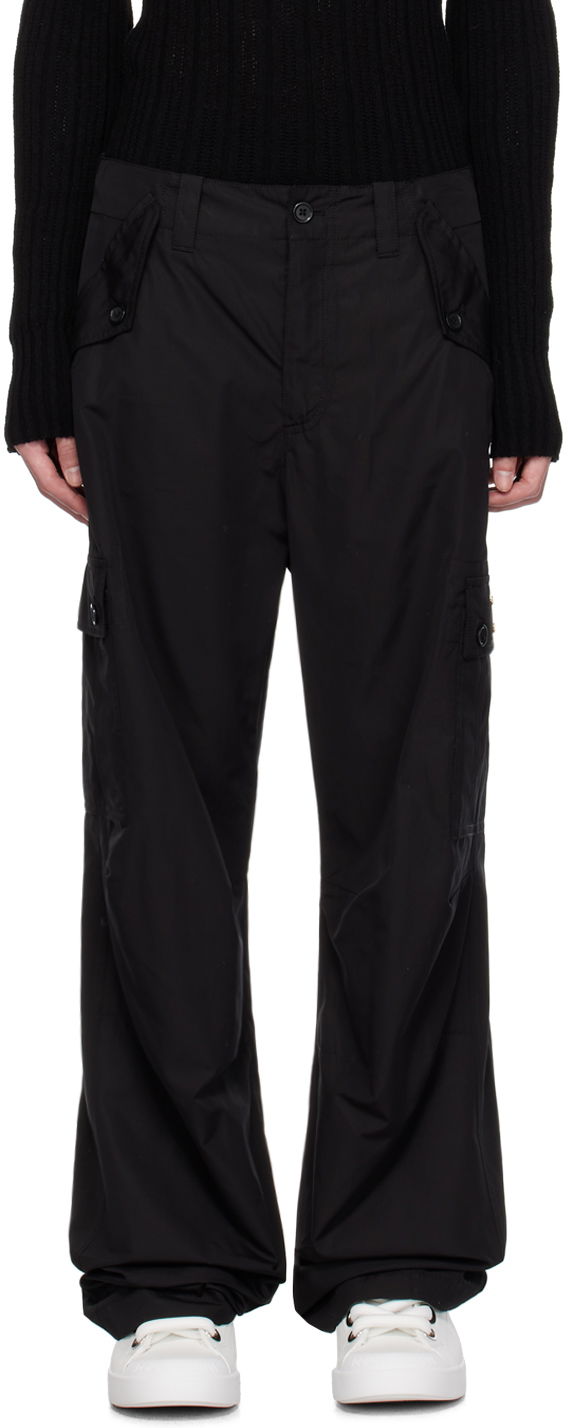 Cargo hlače Dolce & Gabbana Black Plaque Cargo Pants Črna | GV3OHTFU5PY