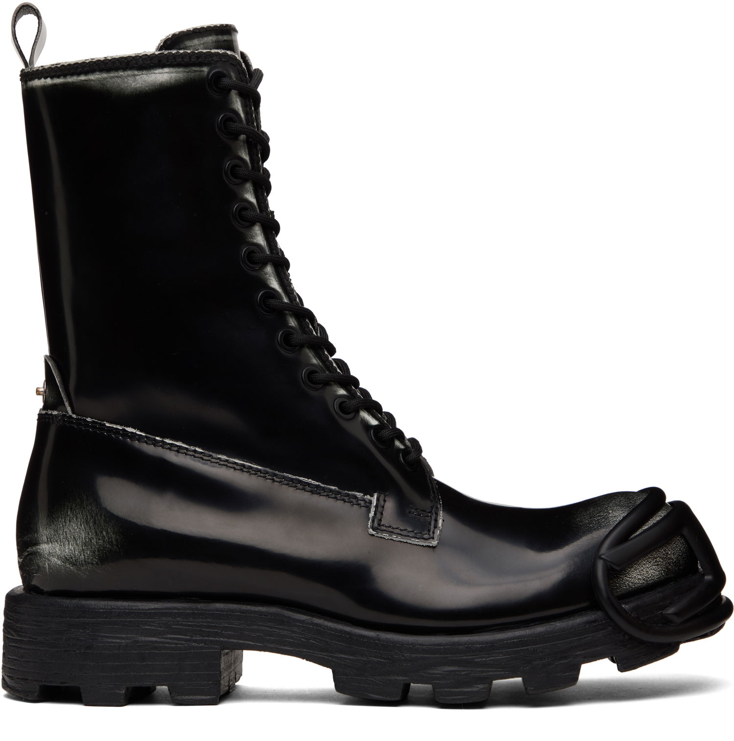 Superge in čevlji Diesel D-Hammer Bt D Lace-Up High-Top Boots with Shiny Finish and Rubber Toe Črna | Y03228-P8435-H1532, 0