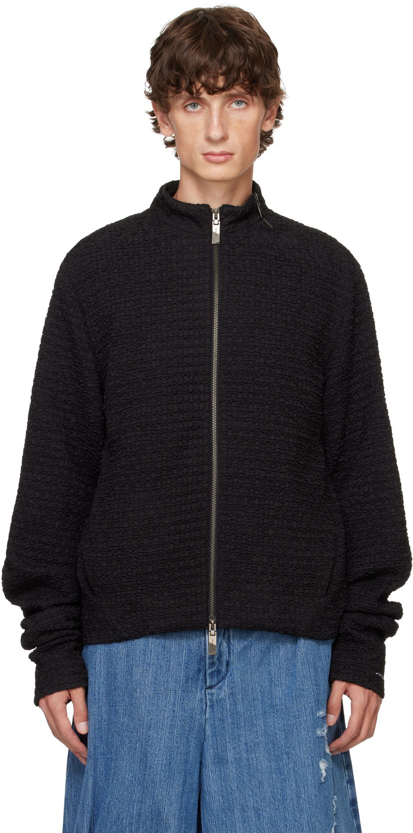Pulover ADER ERROR Ruga Product. 14 Black Zip-Up Jacket Črna | BN01FWJK0114BK