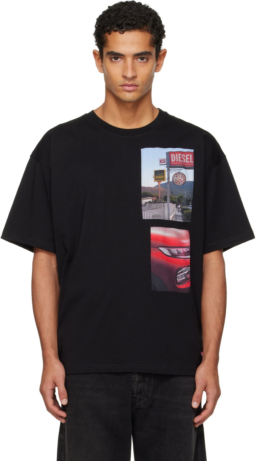 Majica Diesel T-shirt with Roadside Scene and Car Photo Patches Črna | A19467-0PLAT-9XX