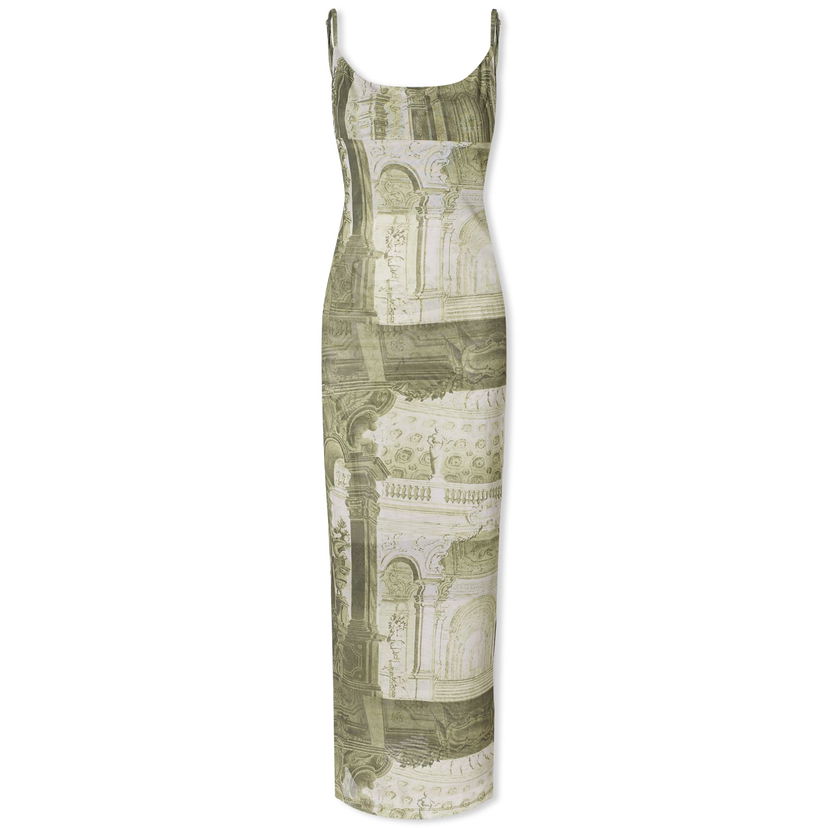 Obleke Miaou Miaou Thais Midi Dress Emblem Print Bež | 5019PM1EMB