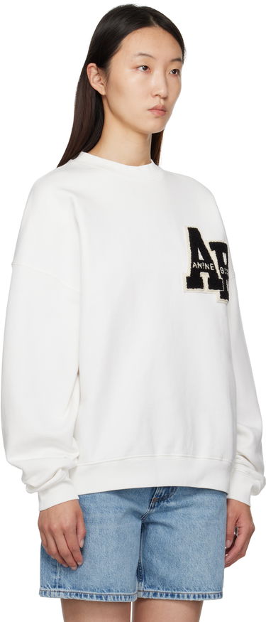 Pulover Anine Bing Anine Bing Miles Oversized Letterman Sweatshirt Bela | A-08-10074-OFW1, 4