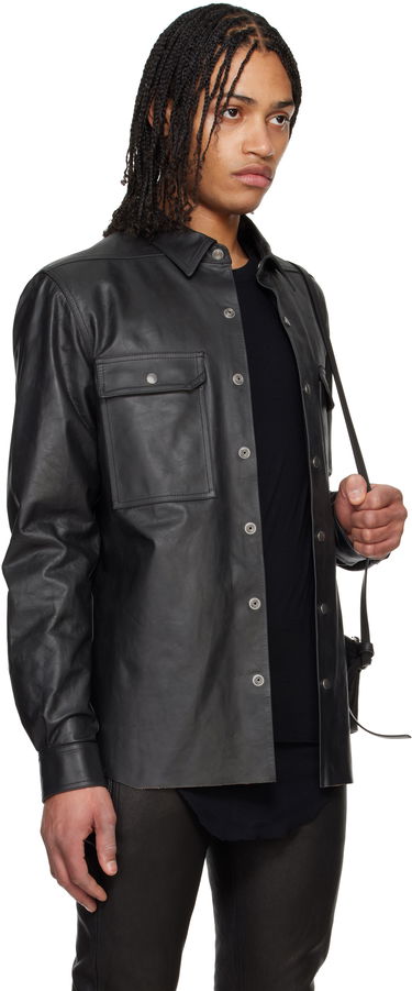 Srajce Rick Owens Rick Owens Hollywood Leather Overshirt Črna | RU01E5729 LTP, 1