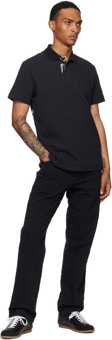 Polo majica Versace Versace Jeans Couture Outline Barocco Polo Črna | E78GAG627_EJ0003, 3