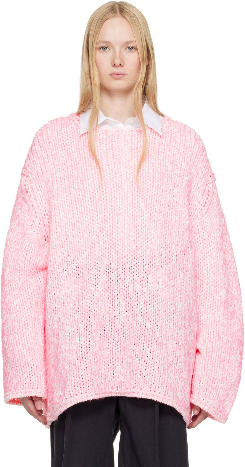 Pleteni pulover Comme des Garçons Homme Plus Lily Yarn Sweater Roza | PO-N010-051