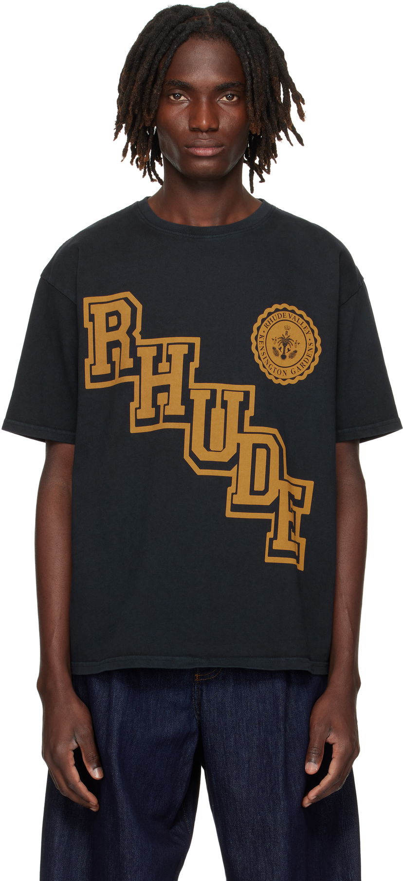 Majica Rhude Rhude Collegiate Crest T-Shirt Črna | RHPF25TT05012