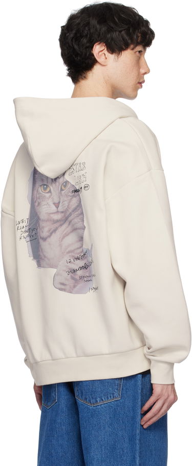 Pulover izzue Izzue Graphic Print Zip Hoodie Bež | IZXSWN3157W4NGYR, 2