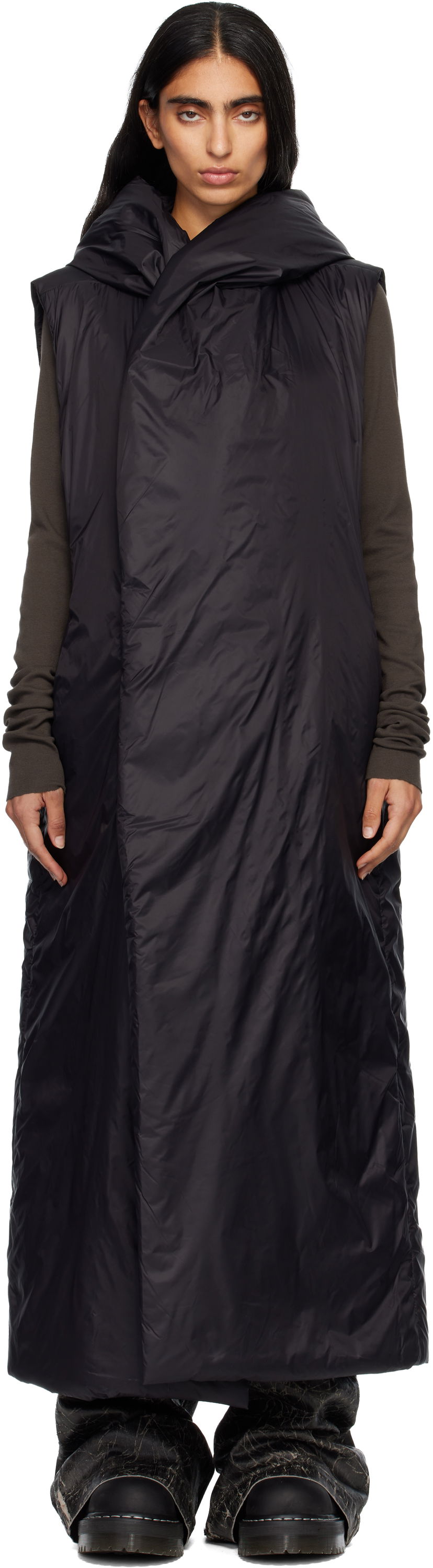Plašči Rick Owens Rick Owens DRKSHDW Concordians Hooded Liner Coat Črna | DS02E7922 NP