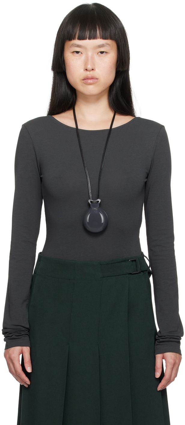 Ogrlica LEMAIRE Lemaire Boat Neck Bodysuit Črna | TO1120 LJ1006