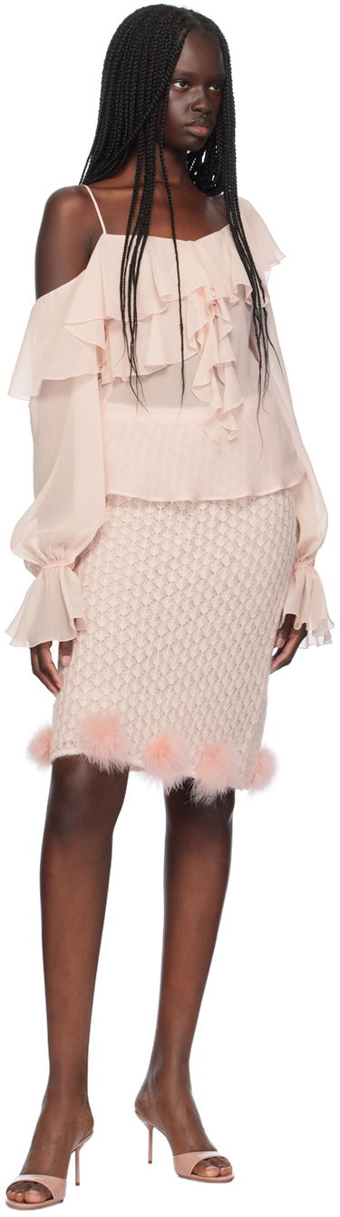 Krila Blumarine Feather Appliqué Midi Skirt Roza | A444G034A, 3