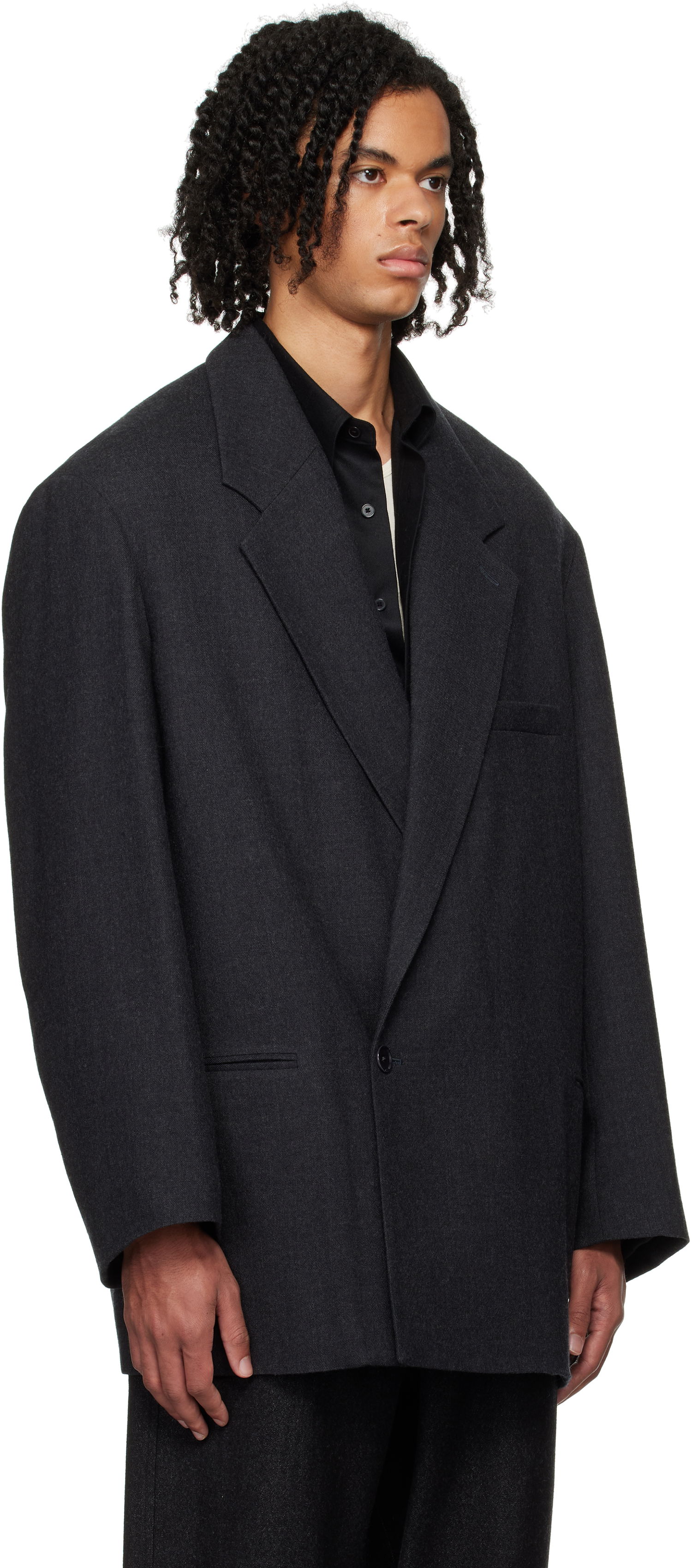 Plašči LEMAIRE Short Maxi Double Breasted Coat Črna | CO1069 LF1302, 1